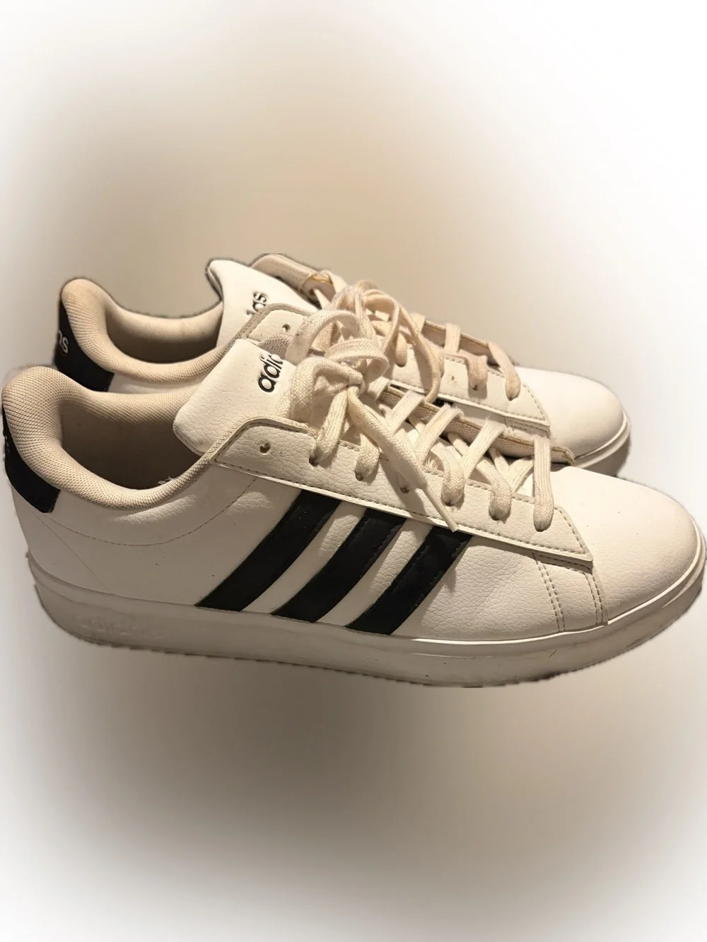 adidas White Sneakers with Black Stripes